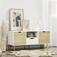 HOMCOM TV Schrank TV Sideboard Aufbewahrungsschrank auf Beinen mit 2 Schränken aus Holz für Schlafzimmer Wohnzimmer 110 x 40 x 50 cm(m-2)