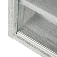 HOMCOM Wandvitrine für Sammlerstücke 5 verstellbare Regale und 2 Glasschiebetüren 80 x 9,5 x 60 cm Grau(m-5)