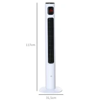 HOMCOM Säulenventilator 70° Oszillation 12h Timer LED-Sensorpanel 45W Fernbedienung 2 Steuerungsmöglichkeiten Weiß(m-3)