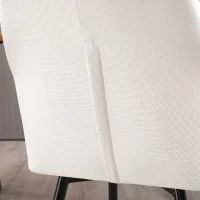 HOMCOM Esszimmerstühle Besucherstühle skandinavisches Design - Set mit 2 Stühlen - Schwarz abgeschrägte Metallbeine - Ergonomische Sitz- Rücken- und Armlehnenpolsterung - Beigefarbener Leinenbezug(m-4)