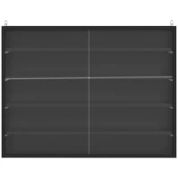 HOMCOM Wandvitrine für Sammlerstücke 5 höhenverstellbare Regale und 2 Glasschiebetüren 80 x 9,5 x 60 cm Schwarz(m-1)