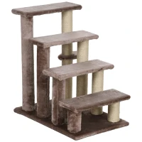 PawHut Escalier pour animaux de compagnie, griffoir, 4 marches, pour animaux jusqu'à 5 kg, 60x40x64 cm, Marron(m-1)