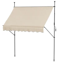 Outsunny Freistehende manuelle einziehbare Markise 2,5L x 1,2B x 2,1-3H m einstellbare Neigung Metall Alu Polyester Sand(m-1)