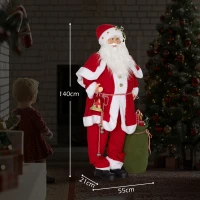 HOMCOM Figurine de Père Noël, mobile, avec capteur sonore, rires et musique, 140 cm, Rouge(m-3)