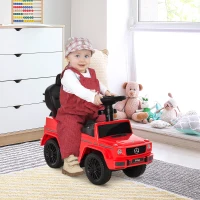 HOMCOM Kinderfahrzeug Auto Multi-Ausgestattet für Kinder 12-36 Monate Hupe Trittbrett, Geländer und Sonnenschirm Rot(m-2)