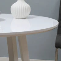 HOMCOM Table à manger, Table de cuisine, pour 2 personnes, Surface brillante, avec embouts de protection, blanc, 72 x 72 x 75cm(m-5)