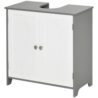 kleankin Unterschrankmöbel Waschbeckenunterschrank Badezimmerschrank 60 x 30 x 60 cm Grau Weiß(m-1)
