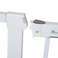 PawHut Barrière de Porte, Installation sans Perçage, Largeur Ajustable de 75-96 cm, Ouverture d'une Seule Main, Métal, Blanc, 76 cm de Hauteur(m-4)