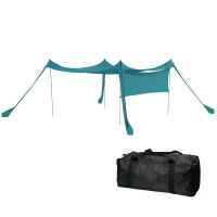 Outsunny Voile solaire, imperméable, ajustable, léger, pliable, supports en acier, 3x3x2m, Bleu ciel(m-1)