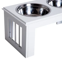 PawHut Station d'alimentation pour chiens, antidérapante, 58,4 x 30,5 x 25,4 cm, Blanc, 2 L par bol(m-5)