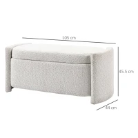 HOMCOM Banc avec Rangement, Banc d'Entrée, Banc à Chaussures, rembourré, 105 cm x 44 cm x 45,5 cm. Crème/Beige(m-3)