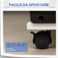 Vinsetto Mobiletto per Stampante in Legno con 4 Ruote, Mensola Regolabile e Piano per CPU, Bianco(m-4)