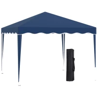 Outsunny Pavillon Pliant 3 x 3 m Pavillon de Jardin Pliable Tente de Fête Réglable en Hauteur Tente de Jardin avec Sac de Transport Protection UV Acier Oxford Bleu(m-6)