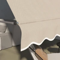 Outsunny Selbststehende manuelle einziehbare Markise 3,5L x 1,2B x 2,1-3H m Einstellbare Neigung Metall Aluminium Polyester Sand(m-4)