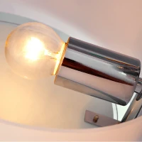 HOMCOM Plafonnier Lustre 40W Luminaire à 3 lampes Chromé en Acrylique E27, Blanc Chaud, Ø64xH20cm(m-4)