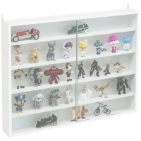 HOMCOM Wandvitrine für Sammlerstücke 5 höhenverstellbare Regale und 2 Schiebetüren 80 x 9,5 x 60 cm weiß