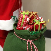 HOMCOM Figurine de Père Noël, mobile, avec capteur sonore, rires et musique, 140 cm, Rouge(m-5)