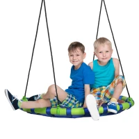 Outsunny Vogelnestschaukel rund Höhenverstellbar zum Aufhängen für Kinder Erwachsene Garten Tragfähigkeit 150 kg Ø 100 cm Blau(m-6)