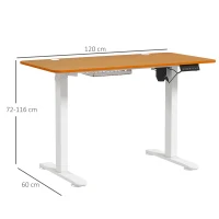 Vinsetto Bureau Debout, Réglable en Hauteur, 120x60x72-116cm, Bois Naturel/Blanc(m-3)