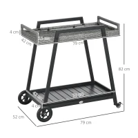 Outsunny Chariot de Barbecue BBQ-Roulotte, 1 Étagère, Rotin PE, 79 cm x 52 cm x 82 cm, Gris(m-3)