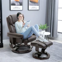 Fauteuil relaxant HOMCOM avec repose-pieds, fauteuil TV électrique avec fonction de couchage, fauteuil de massage pivotant avec télécommande, poche latérale, pour salon, simili cuir, marron(m-2)