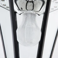 Outsunny Lanterne Solaire de Jardin Lampe de Jardin Lampadaire avec 19 LED 130 lumens 3000K Aluminium verre trempé Noir 22 x 22 x 194 cm(m-4)