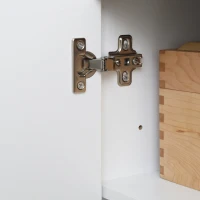 HOMCOM Buffet Aufbewahrungsschrank skandinavisches Design mit Schränken für Badezimmer, Wohnzimmer, Küche, Massivholz Kieferbeine - Weiß - Maße 98L x 39B x 81,5H cm(m-4)