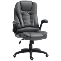 HOMCOM Fauteuil de Bureau Ergonomique, Accoudoirs Rabattables, Fonction d'Inclinaison, Gris foncé(m-6)