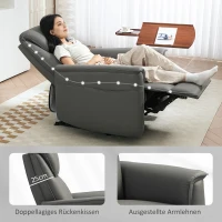 HOMCOM Liegesessel mit Taschenfederkernsitz und verstellbarer Fußstütze, Seitentaschen, für Wohnzimmer, Schlafzimmer, Hellgrau(m-7)