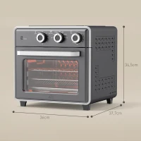 HOMCOM Mini-four, 20L, 5 Fonctions, 360° Air Chaud, Grille de Four, Tiroir à Miettes, Gris(m-3)
