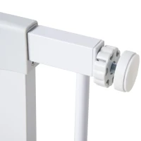 PawHut Barrière de Porte, Installation sans Perçage, Largeur Ajustable de 75-96 cm, Ouverture d'une Seule Main, Métal, Blanc, 76 cm de Hauteur(m-5)