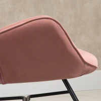 HOMCOM Chaise à Bascule avec Matelassage, Patins en Bois, Aspect Velours, Charge jusqu'à 150 kg, Rose(m-5)