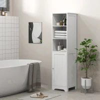 HOMCOM Armoire de salle de bain Badschrank Toilettenschrank, 40 cm x 38 cm x 160 cm, Blanc(m-2)