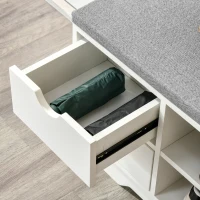HOMCOM Schuhbank und Schuhschrank mit Sitzkissen Grau 2 Regale und 2 Schubladen MDF 80,5 x 30,5 x 43,5 cm Grau und Weiß(m-4)