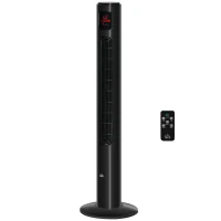 HOMCOM Turmventilator mit 70° Oszillation, 12-Stunden-Timer, LED-Sensorpanel, 45W Fernbedienung, 2 Steuermodi, Schwarz(m-1)