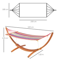HOMCOM Garten-Hängematte mit Holzgestell Hängematte mit Ständer für 1 Person Maximale Belastung 120 kg(m-3)