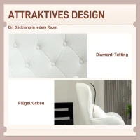 HOMCOM Gestoffeerde Stoel met Ruitstiksel, Bekleding van Teddystof, met Decoratief Kussen, 88 x 75 x 106 cm, Wit(m-4)