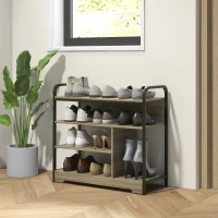 HOMCOM Schuhschrank 4 Ebenen, Schuhaufbewahrung 11 Paare Schuhe Metallrahmen - 70 B x 30 T x 65 H cm Schwarz(m-2)