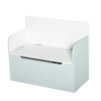HOMCOM Spielzeugkoffer für Kinder, Bank, Stauraummöbel, pneumatischer Zylinder, 60 x 30 x 50 cm, weiß(m-1)