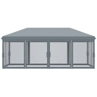 Outsunny Gartenpavillon Faltbarer Pop-up 6 x 3 m mit abnehmbaren Moskitonetzen + Transporttasche Grau(m-5)