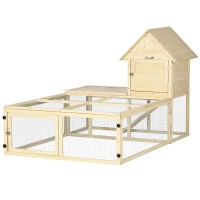PawHut Kaninchenstall Villa aus Holz mit Laufstrecke, Rampe und verschließbaren Türen(m-1)