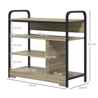 HOMCOM Schuhschrank 4 Ebenen, Schuhaufbewahrung 11 Paare Schuhe Metallrahmen - 70 B x 30 T x 65 H cm Schwarz(m-3)