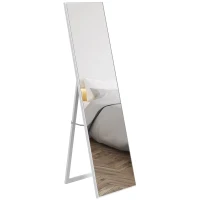 HOMCOM Rechteckiger Stehspiegel Bodenspiegel für Garderobe Wohnzimmer Badezimmer Flur 40 x 47 x 147 cm weiß(m-6)