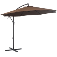 Outsunny Parasol avec Manivelle Résistant aux Intempéries 3 m x 3 m x 2,5 m Acier Polyester Café