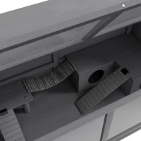 PawHut Cage à petits animaux, Cage à rongeurs, en bois de sapin avec accessoires, 100 cm x 52 cm x 50 cm, Gris(m-4)