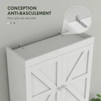 HOMCOM Toilettenschrank, Badezimmer-Aufbewahrungsschrank mit 2 Türen Regal 58,5L x 23B x 170H cm weiß(m-4)
