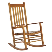 Outsunny Chaise à Bascule en Bois avec Accoudoir Fauteuil Relax de Jardin Naturel 69 x 86 x 115 cm(m-6)