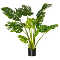 HOMCOM plantes artificielles 110 cm Monstera artificielles en pot Plante décorative d'intérieur Arbre artificiel Plante de décoration de bureau Pot en plastique pour l'intérieur et l'extérieur(m-1)