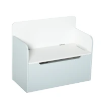 HOMCOM Spielzeugkoffer für Kinder, Bank, Stauraummöbel, pneumatischer Zylinder, 60 x 30 x 50 cm, weiß(m-6)