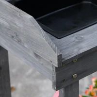 Outsunny Table de Plantation avec Tiroir 2 Étages Table de Jardin avec évier et Roues en Bois de Sapin Gris 92 x 45 x 119 cm(m-5)